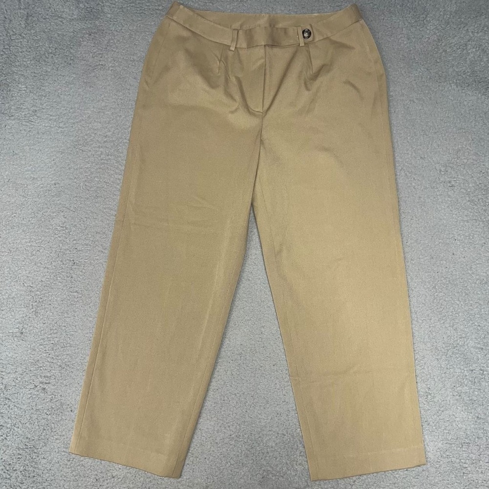 VTG Talbots Petites Pants Women's Sz 14W (32 x 27) Tan Stretch Pleated Trousers